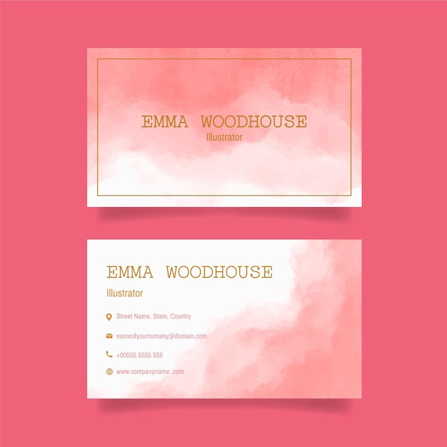 Watercolor paint dipped business card