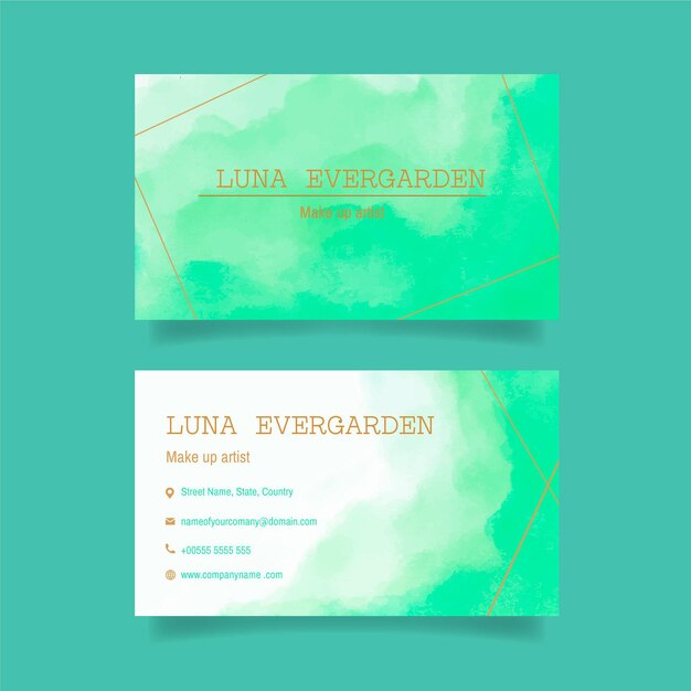 Watercolor paint dipped business card