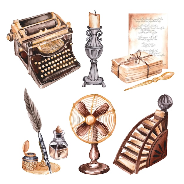 Free Vector  Watercolor painted antique market collection