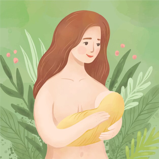 水彩画の母乳のイラスト