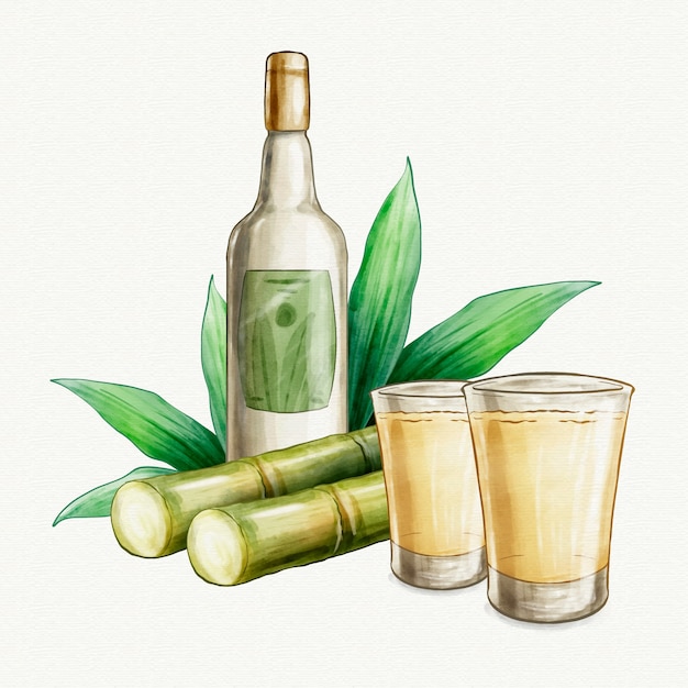 수채화 그린 cachaça 그림