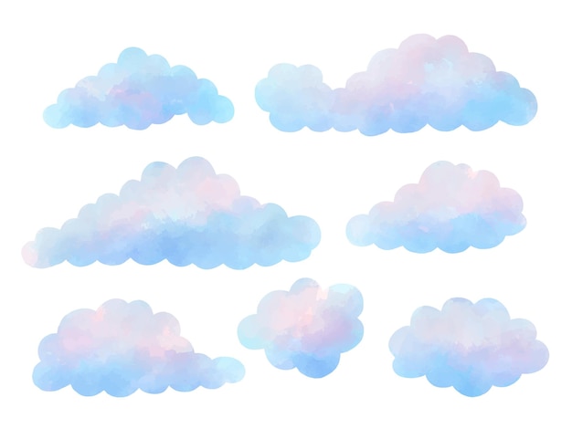 無料ベクター 水彩で描いた雲のコレクション