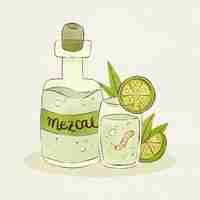 Vettore gratuito illustrazione mezcal dipinta ad acquerello