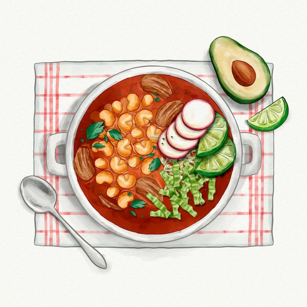 수채화 그린 pozole 그림