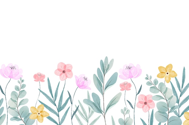 Watercolor painted spring background