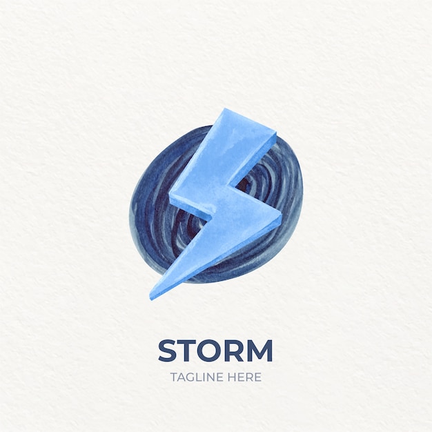 Watercolor painted storm logo template
