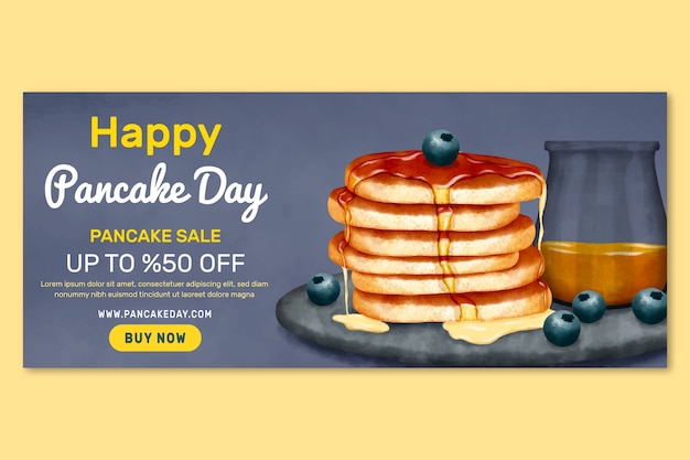 Watercolor pancake day horizontal banner