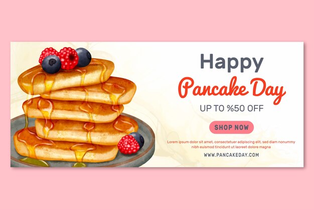 Watercolor pancake day horizontal banner