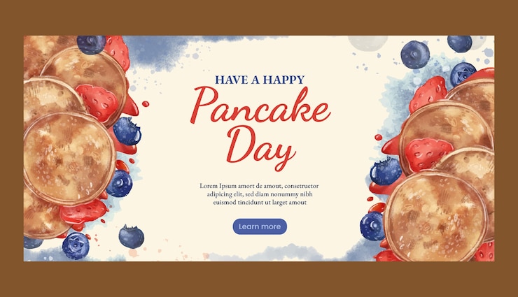 Free Vector watercolor pancake day horizontal banner