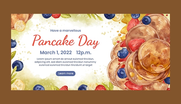 Free vector watercolor pancake day horizontal banner