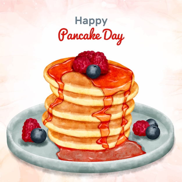 Watercolor pancake day illustration