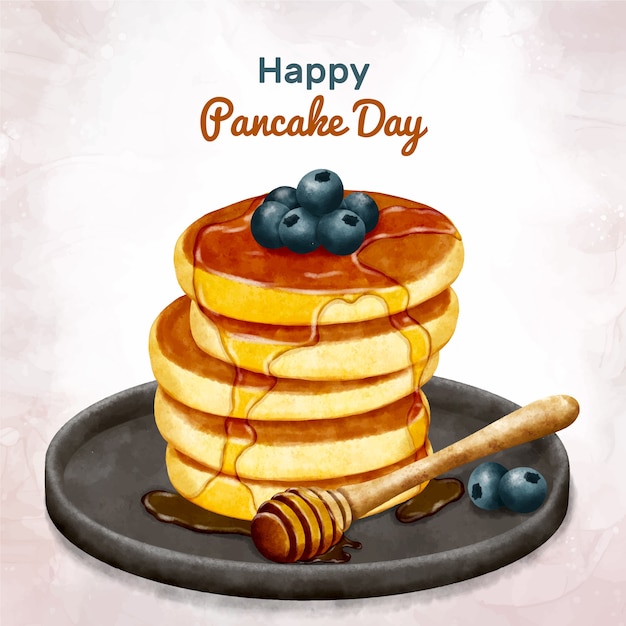 Vettore gratuito illustrazione del giorno del pancake dell'acquerello