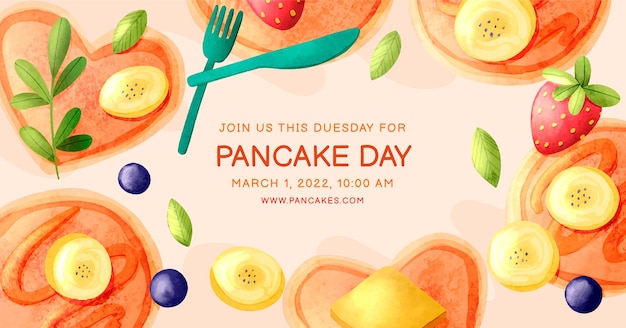 Watercolor pancake day social media post template