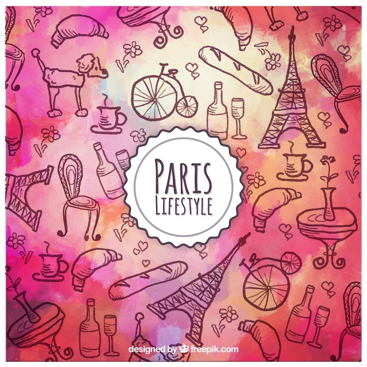 Free Vector watercolor paris lifestyle background