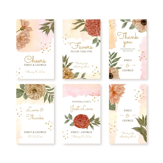 Free vector watercolor party favor cards