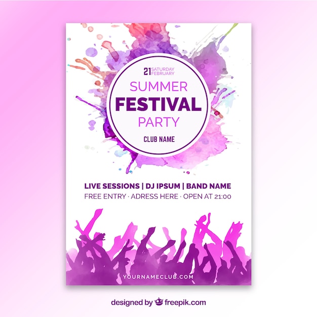 Watercolor party poster template