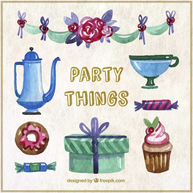 Free vector watercolor party things