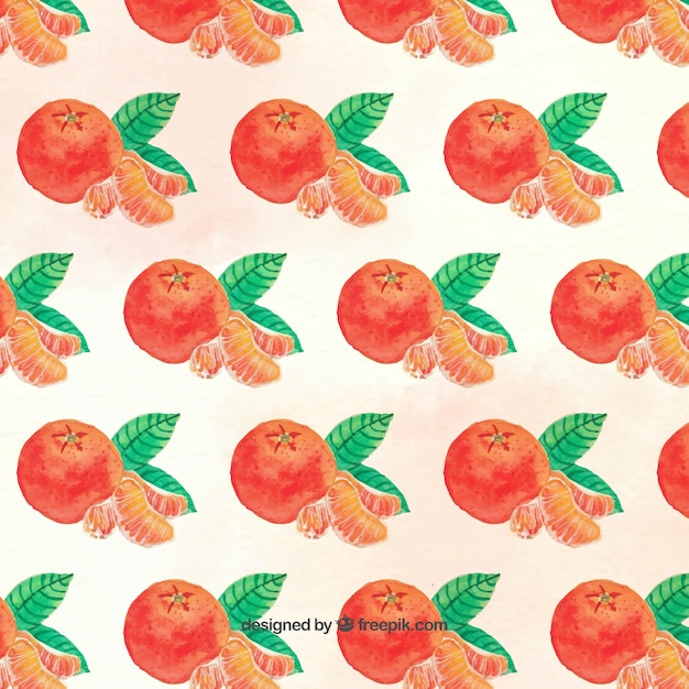 Watercolor pattern of delicious oranges