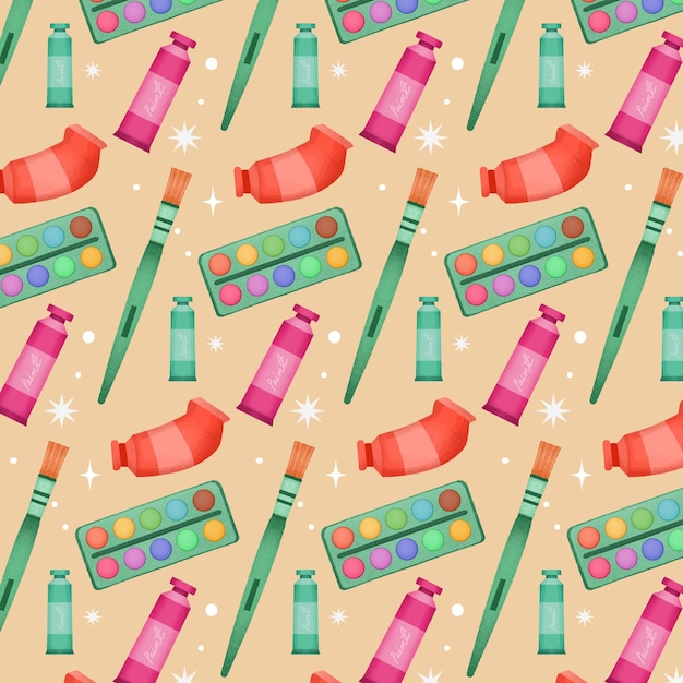 Watercolor pattern design for back to school season