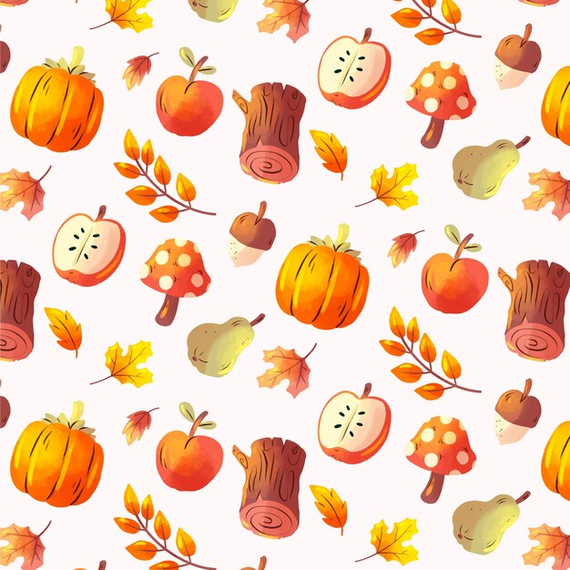 가을 시즌 축하를 위한 수채화 패턴 디자인