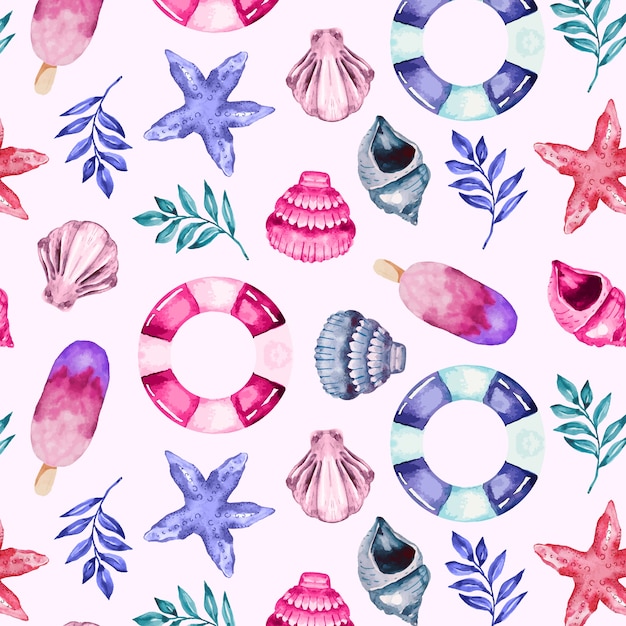 Free vector watercolor pattern design for summer season