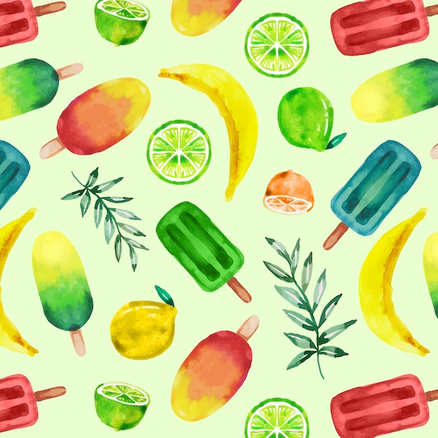 Free vector watercolor pattern design for summer season