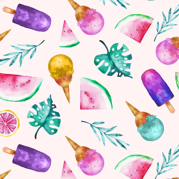 Free vector watercolor pattern design for summer season