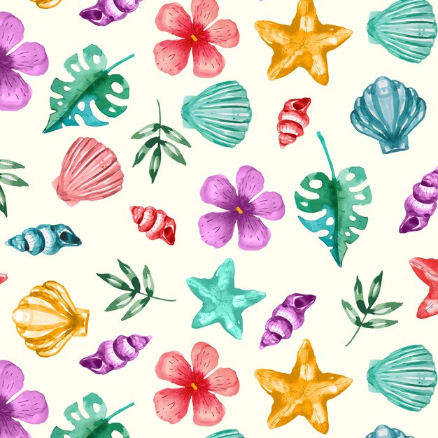 Free vector watercolor pattern design for summer season