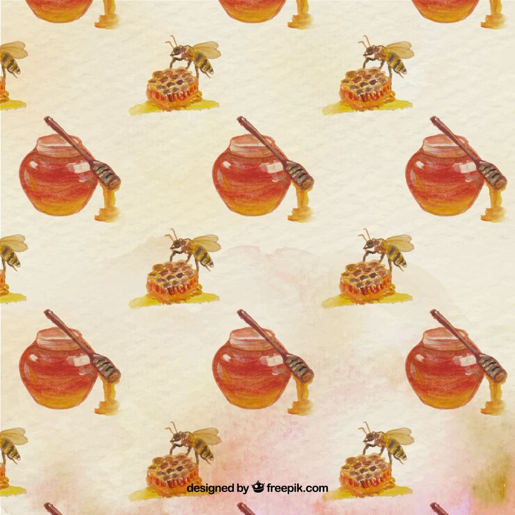 मुफ़्त वेक्टर watercolor pattern of honey with bee