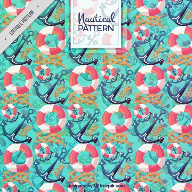 watercolor pattern with floats and anchors