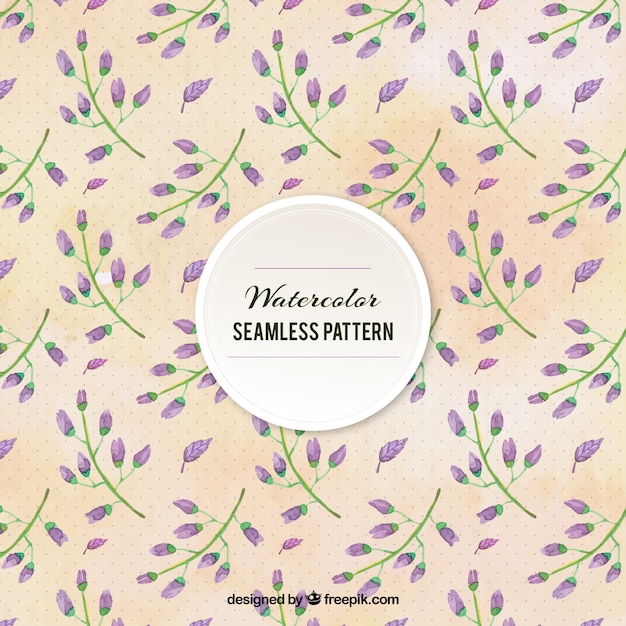 Free vector watercolor pattern with purple flowers