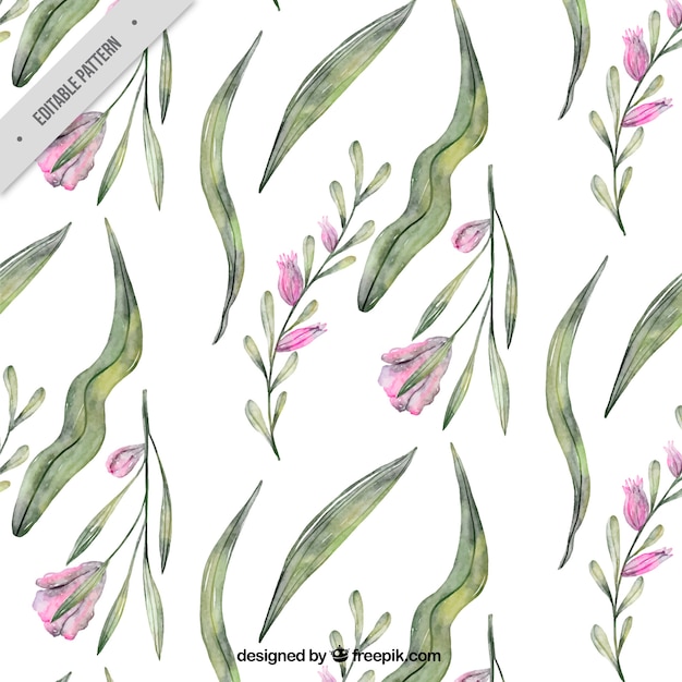 Free vector watercolor pattern with purple flowers