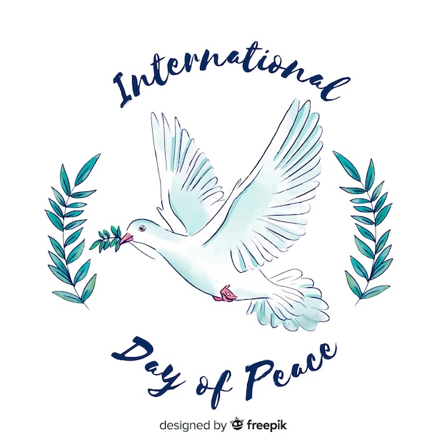 Бесплатное векторное изображение Акварельный день мира фон с голубем