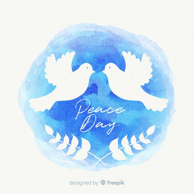 Watercolor peace day composition with lovely dove