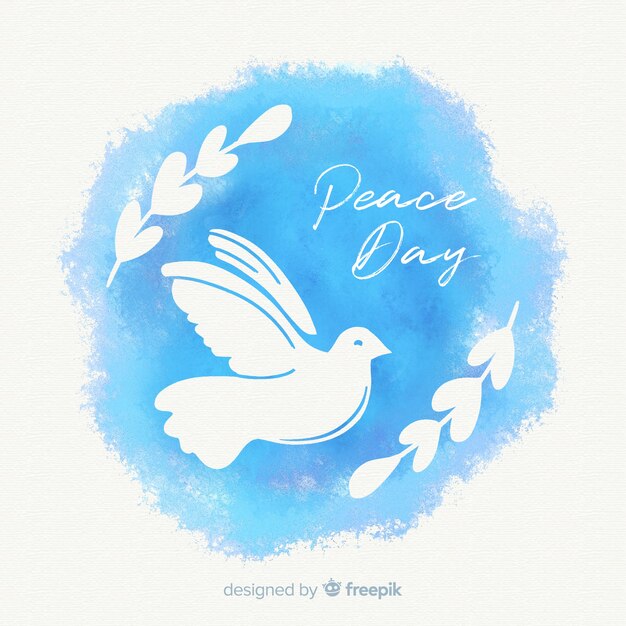 Watercolor peace day composition with lovely dove