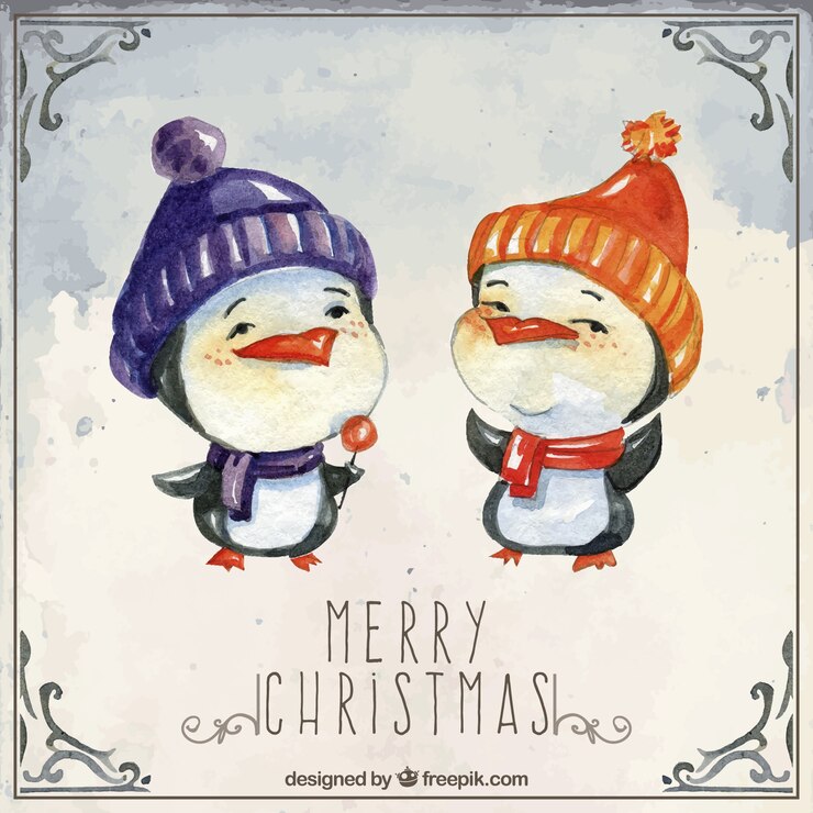 Free Vector watercolor penguin pack
