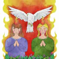 Free vector watercolor pentecost illustration