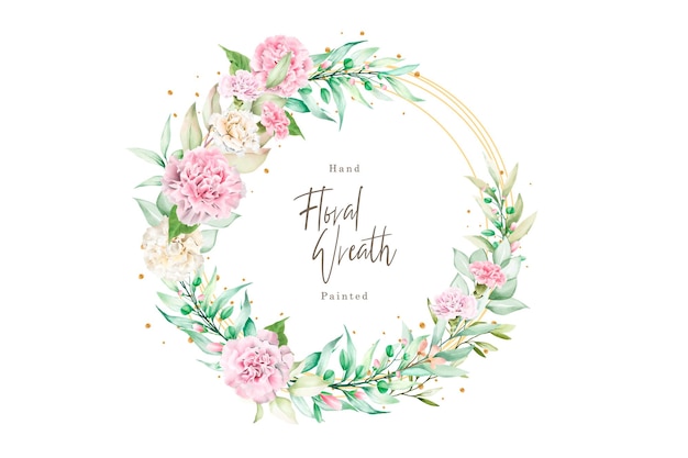 Watercolor peonies floral wreath illustration