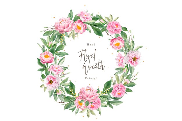 watercolor peonies floral wreath illustration