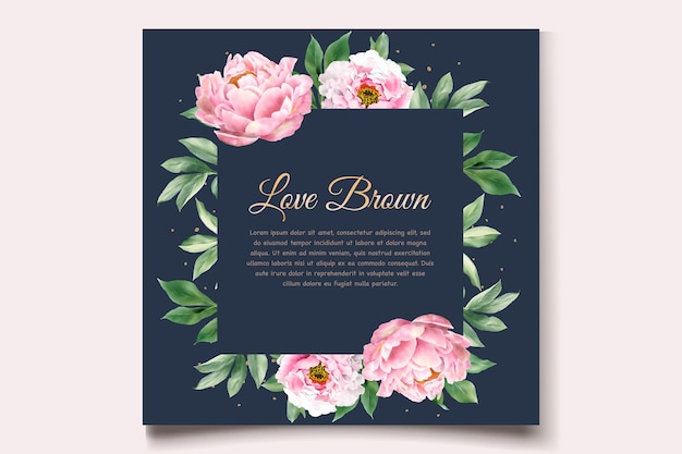 Watercolor peonies invitation card