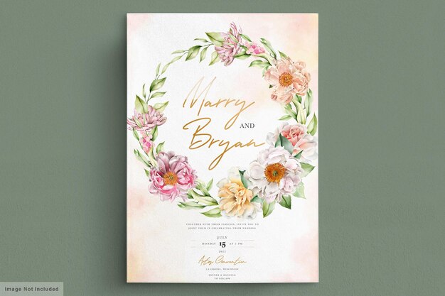 watercolor peonies and roses invitation card