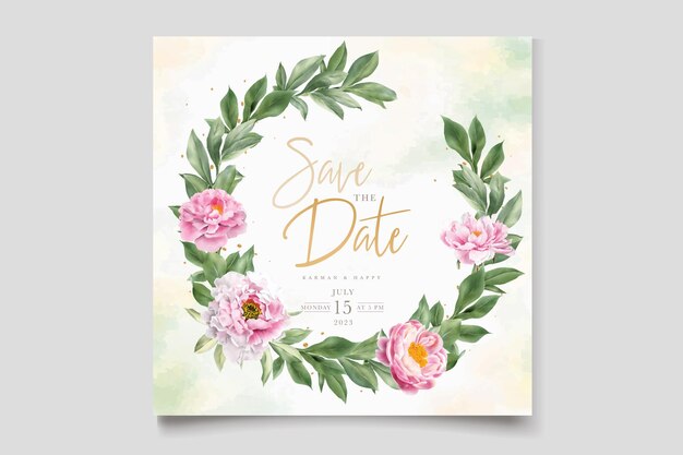 watercolor peonies and roses wedding card set