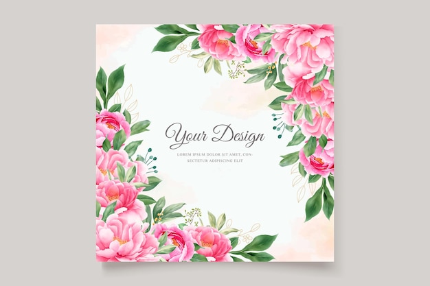 watercolor peonies wedding invitation card set