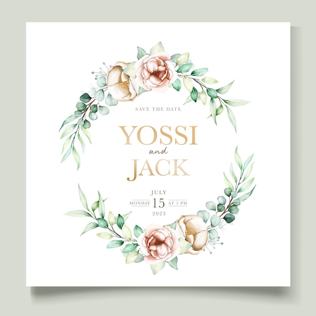 watercolor peony and eucalyptus invitation card set