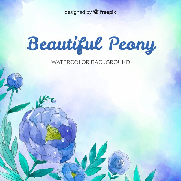 Watercolor peony flower background