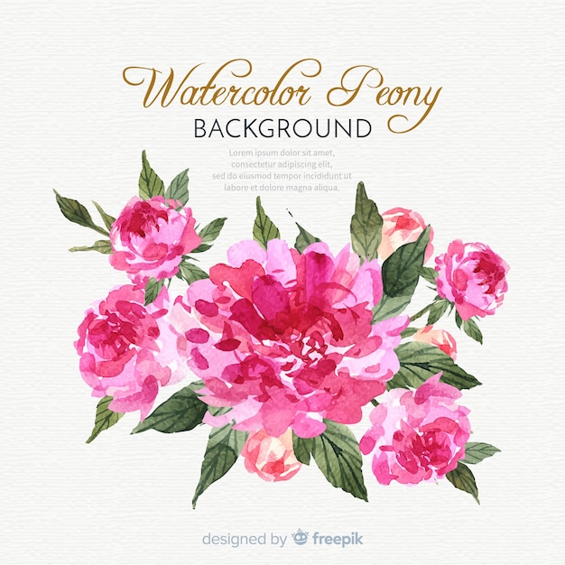 Free vector watercolor peony flowers background