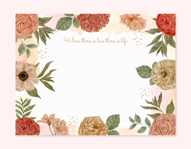 Free vector watercolor photocall frame template with flowers