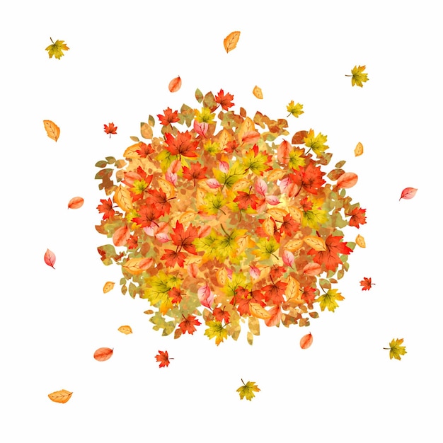 Free vector watercolor pile of colorful leaves