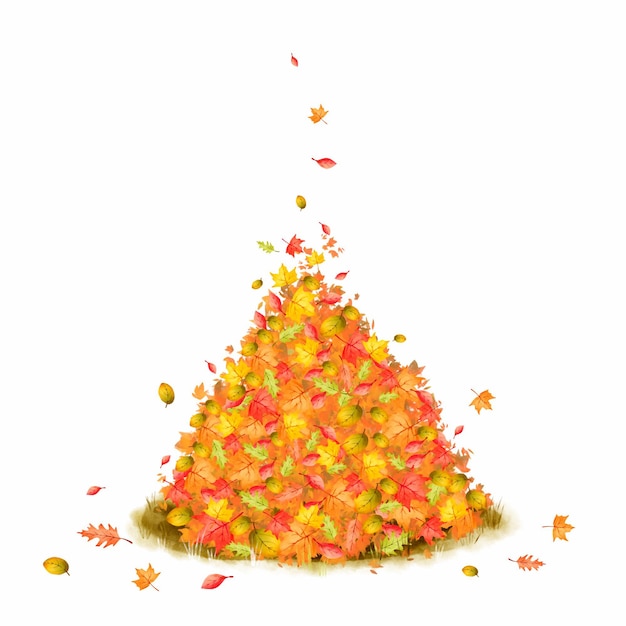 Free vector watercolor pile of fall leaves