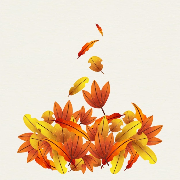 Watercolor pile of leaves